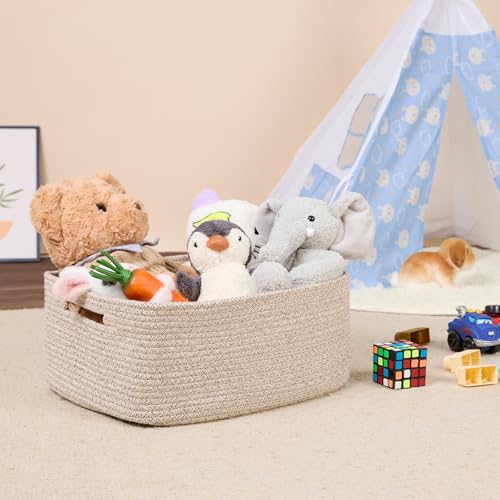 MiniArk Large Storage Baskets for Shelves, Closet Organizers Bins for Clothes Blanket Towels, Baby Nursery, Toy Baskets Box, Woven Rope Baskets, 17 x 13 x 7.5”, 3 Packs Mixed Brown - color: Natural, size: 3pcs-L17×W13×H7.5"