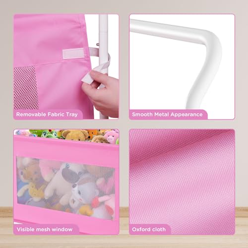 KEEGH Extra Large Toy Box for Kids with 360° Rotating Wheels, Heavy Duty Toy Chest for Boys and Girls, Toy Storage Organizer for Kids, Toy Bins for Living Room, Nursery, Bedroom (Pink) - color: Pink