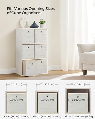 SONGMICS Storage Cubes, Set of 6 Storage Bins with Handles, Foldable Oxford Fabric and Non-Woven Fabric Storage Boxes, 10.2 x 10.2 x 11 Inches, Fit Cube Storage Unit, Vintage White URFB126W01 - color: Vintage White, size: 6 Pack (10.2"L x 10.2"W x 11"H)