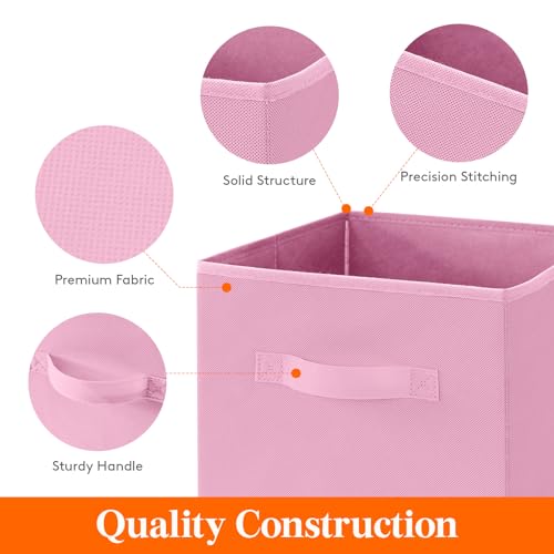 Lifewit Storage Cubes, Foldable Decorative Fabric Storage Baskets for Organizing Home Organizers with Handles for Shelves, Closet, 11 Inch Bins, 18L Pink, 12 Packs - color: Pink, size: 12pcs-11INCH