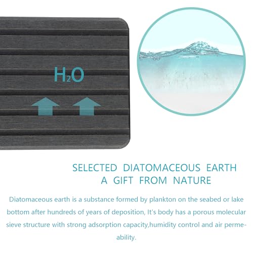 NiuYichee 2 PCS Water Absorbent diatomite Coasters, 8.3" x 4" Water Absorbing Stone Tray for Sink, Stone Drying mat for Kitchen Counter, Stone soap Tray Used for Hand Soaps & toiletries & Plants - color: Dark Grey, size: 8.3 x 4 inches