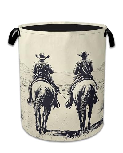 Western Cowboy Desert Riding Laundry Basket Collapsible Laundry Hamper Clothes Toy Storage Bin for Bathroom Bedroom Room Decor 16" X 20.8" - color: Western Cowboy Desert Riding