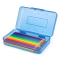Tamaki 1 Pack Plastic Pencil Box Large Capacity Pencil Boxes Clear Boxes with Snap-tight Lid Stackable Design and Stylish Office Supplies Storage Organizer Box, Blue - color: Blue