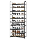 STO STO 10-Tier Shoe Rack with Sturdy Mesh Shelves, Tall Metal Shoe Organizer for Entryway, Closet, Garage, Front Door, Holds 30 Pairs, Free Standing Large Shoe Storage Shelf, Adjustable Feet, Black - size: 10-Tier Standard