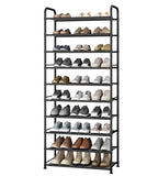 STO STO 10-Tier Shoe Rack with Sturdy Mesh Shelves, Tall Metal Shoe Organizer for Entryway, Closet, Garage, Front Door, Holds 30 Pairs, Free Standing Large Shoe Storage Shelf, Adjustable Feet, Black - size: 10-Tier Standard