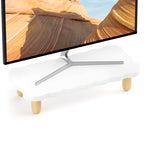AFOOYO Monitor Stand Riser, Cookie-Shaped Sturdy Wood Computer Monitor Stand for Desk, Ergonomic Desk Stand, Multi-Purpose Desktop Organizer Riser for Computer, Laptop, Printer, TV,White