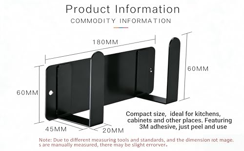 Stainless Steel Under Cabinet Cutting Board Holder Black Wall Mounted Pot Lid Storage Adhesive Punch Free No Drill Kitchen Organizer 7" x 2.3" x 1.8" - color: Black