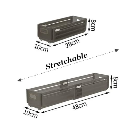 Foldable Storage Bins, 2 Pack Plastic Expandable Boxes for Organizing, Adjustable from 11-18.8" Drawer Organizers Separators Dividers for Bedroom Kitchen Utensils Tools Closet, Small Grey - color: 2 Small Grey