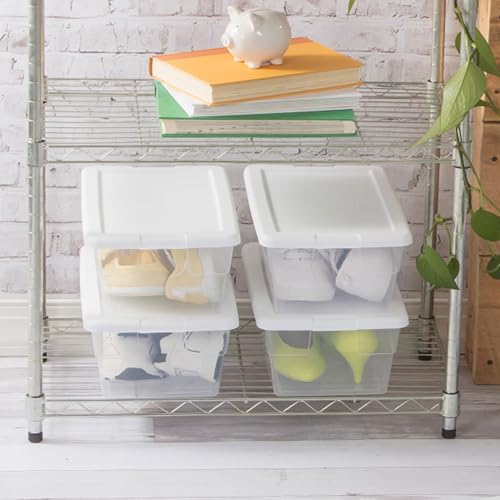 Sterilite 24-Pack 6 Quart Storage Boxes, Stackable Clear Plastic Bins with Snap-On Lids - Heavy-Duty Organizing Containers for Closet, Bathroom, and Office - size: 6 Quart, style: 24