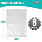 Storage Standard Large Clear Plastic Bags for Storage 6-Pack - Waterproof Extra Large Plastic Bags with Zip Ties, Heavy-Duty Cover for Pillows, Comforters, Chair Cushions & Textiles - 36 x 50 Inches - size: 36'' x 50’'