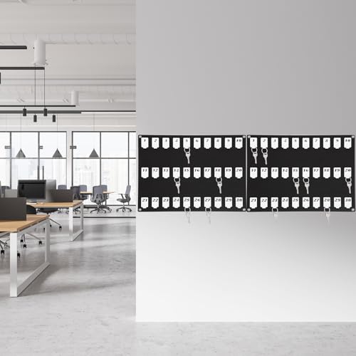 Beeveer Acrylic Key Board with 30 No. Hooks Wall Mount Key Rack Holder Hanger Storage Collection for School, Garage, Car Dealer, Office, Hotel, Real Estate(Black) - color: Black, size: 30 Hooks