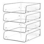 Stackable Paper Trays, 4 Tier Desk File Organizer, Document Letter Tray for Office Supplies, Magazine