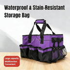Tool Organizer Tote Bag, Pink and Black, Large Capacity with Adjustable Compartments, Portable Cleaning Storage Caddy, 14.96x10.63x9.06 Inches (Purple) - color: Purple