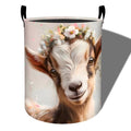 Cute Goat Floral Laundry Basket, Foldable Oxford Cloth, Waterproof Dirty Clothes Hamper with Handles, Clothing Storage Bucket Toy Organizer for Bathroom Bedroom Dorm, 19.7"x15.7" - style: Goat