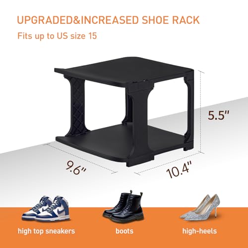 5 Tiers Shoe Rack Organizer for Closet Shoe Holder Storage Narrow Plastic Vertical, Free Standing Shoe Rack Shelf for Entryway Stackable Stability DIY, Black - color: Black