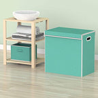 Simple Houseware Double Laundry Hamper with Lid and Removable Bags, Turquoise - color: Turquoise