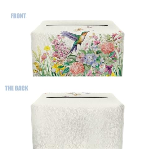 Hummingbird Flower Tissue Box Cover PU Leather Facial Tissue Durable Waterproof Tissue Cover Bathroom Decorative Lightweight Dispenser Box Holder for Dresser - color: Hummingbird Flower