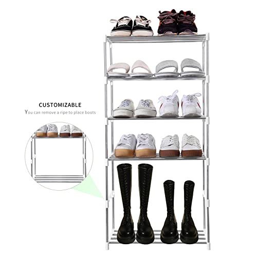 Jucaifu Stackable Small Shoe Rack, Entryway, Hallway and Closet Space Saving Storage and Organization (3-Tier, White) - color: White, size: 3-Tier