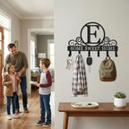 Metal Letter E Key Holder for Wall, Decorative Metal Key Holder Wall Mount, Key Hooks Coat Rack Monogram Wall Decor, Perfect for Bathroom, Living Room, Kitchen, Anniversary Housewarming Gift - style: E