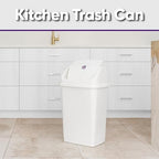 Superio Kitchen Trash Can 13 Gallon with Swing Lid, Plastic Garbage Can Outdoor and Indoor, Large 52 Qt Recycle Bin and Waste Basket for Home, Office, Garage, Patio, Restaurant (White) - size: 13 Gallon, style: 2 Pack