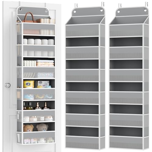 Yecaye 2 Pack Over The Door Organizer, 6-Tier Closet Door Hanging Organizer with 12 Mesh Pockets, Bathroom Organizers and Storage, Ultra Sturdy Large Capacity Over Door Storage Newborn Baby Essentials - color: Grey, size: 2 Pack 6-Tier