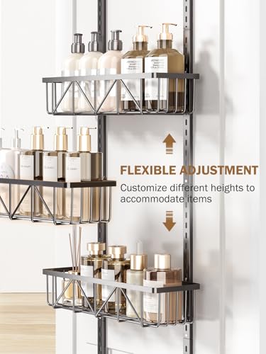 Delamu Adjustable Over the Door Pantry Organizer, 9-Tier Metal Pantry Organization and Storage for Kitchen, Hanging Spice Rack Seasoning Shelves, Cabinet Door Organizer for Easy Install, 16" Black - color: Black, size: 16"W 9-Tier