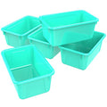 Storex Small Cubby Bins, Pack of 5, 12.2 x 7.8 x 5.1 Inches, Teal (62420U05C) - color: Teal, style: Bin Only