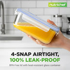 NutriChef 10 Piece Glass Food Storage Containers with Lids – 30 oz Meal Prep Containers Reusable – Airtight Glass Lunch Containers for Food Storage – Freezer to Oven Safe - Blue - color: Blue