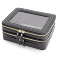 Aveniee Clear Makeup Bags,Double Layer Cosmetic Bags with Separate Brush Compartment,Large Travel Toiletry Bag Cosmetic Case,Travel Accessories Organizer for Women,2 Layers,Black - color: Black, style: Dual Layer