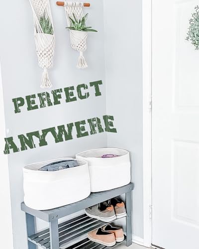 CHAT BLANC Cotton Rope Baskets for Organizing, Shelves, Toys, Storage, Shoe, Bathroom, Laundry, Towel, Nursery, Home Decor, Blanket, Cloth Woven Bins Fabric (Creamy White, 15"x10"x9") - color: Creamy White, size: 3 PACK | Medium | 15"x10"x9"
