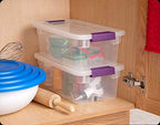 Sterilite 17511712 6 Quart Clearview Latch Storage Container with Plum Handles - size: 6 qt