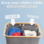 LONBET Laundry Basket with Lid, Made from Breathable Fabric | Aesthetic Clothes Hampers for Laundry with Side Handles & Sturdy Bamboo Frame (40 Gallons - Double, Gray) - color: Gray, style: 40 Gallons - Double