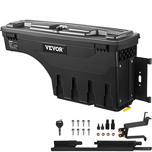 VEVOR Truck Bed Storage Box, Compatible with Chevrolet Silverado 1500 GMC Sierra 1500 2019-2020 R, Waterproof ABS Wheel Well Tool Box with Lockable Lid, 6.6 Gal/25 L Toolbox, Passenger Side, Black - size: Passenger Side, style: Chevrolet Silverado