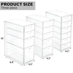 Prsildan Acrylic Drawer Organizer with 15 Drawers, Makeup Craft Office Desk Organizers Accessories, Set of 3 Clear Stackable Storage Drawers for Vanity, Countertop, Jewelry, Art Supply Organization - style: 15 Drawers
