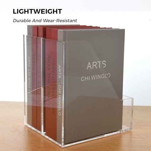 Magazine Holder - Acrylic File Holder and Desk Organizer, Clear Bookend File Sorter, Acrylic Book Organizer and Storage Box for Documents, Magazine Holder Rack for Classroom, Home, and Office - size: A4, 1 Sections