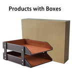 Leather Desk Organizer,2-Tier Stackable Letter Tray Holder,Office Supplies Desktop Storage Box for Document,Stationery,Magazines,Newspapers,Letters and Other Home Office Paper Sundries,Coffee - color: Coffee
