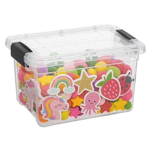 Superio Mini Storage Container Plastic Crayon Box Art Supplies and Sewing Case Stackable Clear Small Organizer for Beads, Stationery, Chalk, and Food, 1.4 Quart - size: 1.4 Quarts