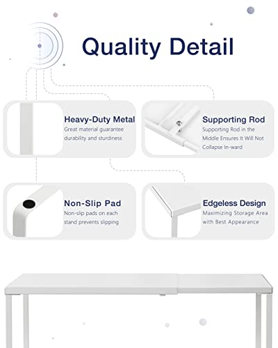 Nxconsu Cabinet Shelf Expandable Organizer Riser Rack for Kitchen Pantry Cupboard Under Sink Countertop Home Organization Extra Storage Space Saver Heavy Duty Metal Edgeless Design White - color: White, size: 8.26’’D * 14.56-24.6’’W * 8.46’’H