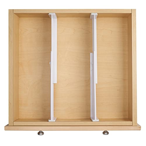mDesign Expandable Dresser Drawer Divider with Foam Ends, Drawer Divider Locks in Place, Separators for Clothing and Accessories in Closet or Dresser Drawer, Ligne Collection, 4 Pack, White