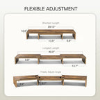 AMERIERGO Dual Monitor Stand Riser- 3 Shelf Screen Stand with Adjustable Length and Angle, 2 Extra Functional Slot Desktop Organizer Stand for PC, Computer, Laptop (Rustic Brown) - color: Rustic Brown