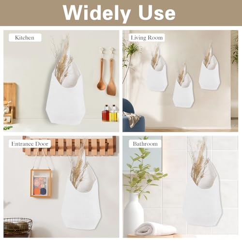 100% Linen Hanging Storage Bags Baskets 2 Pcs, Small Wall Storage Bag for Kitchen, Bedroom, RV Camper Organizer, Sewing Room, Nursery Storage, Kids Room (White) - color: White