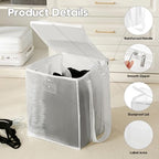 Beveetio 2-Pack Large Clothes Hanger Organizer Bag with Lid & Handles, Dustproof Hanger Storage with 2 Compartments, Space Saving for Closet & Laundry Room