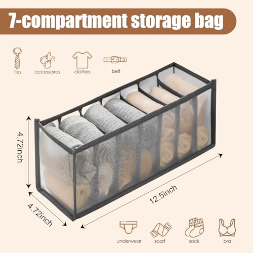 1 Pcs Underwear Storage Box Drawer Underwear Organizer Lingerie Organizer Compartment Storage Box for Wardrobe Drawer Use(Grey) - color: Grey-1pc