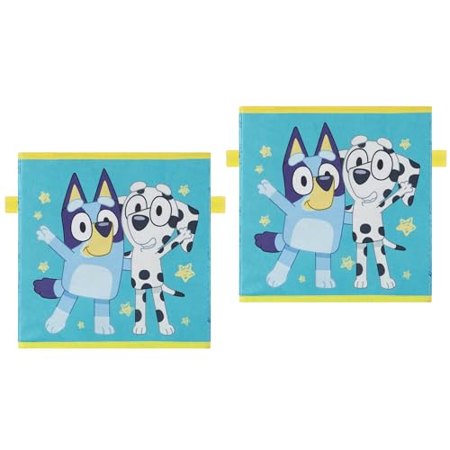 Bluey Set of 2 Collapsible Storage Cubes,10"x10"x10" Fabric Bins for Kids, Spacious Foldable Toy Organizer Boxes for Bedroom, Playroom, or Closet - color: Bluey