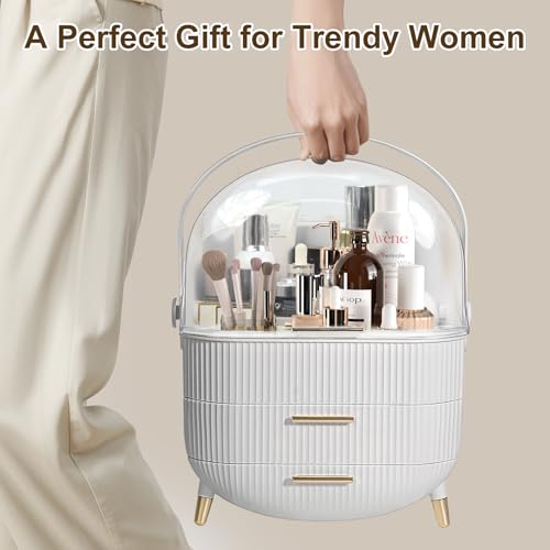 YGJT Makeup Organizer, Skincare Organizer for Vanity with Drawers, Makeup Storage Box, Large Capacity Cosmetic Display Cases Makeup Storage Box for Bedroom, Bathroom, Ideal Gifts for Women(White) - color: white1