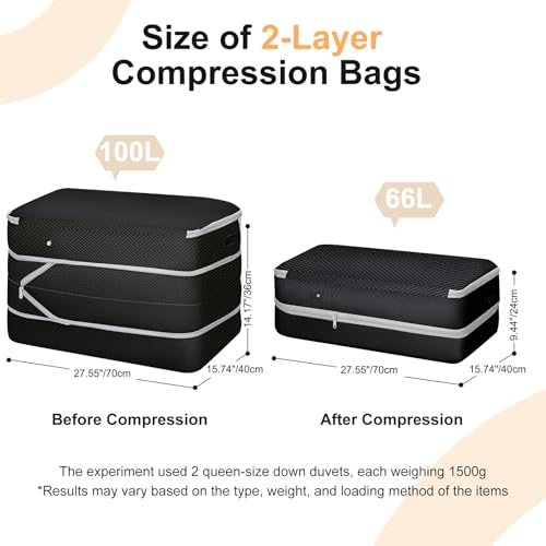 Comforter Storage Bag - Large Capacity Bedding Storage Bags Ultra Space Saving Self Compression Organizer, Washable Compression Bags for Storage Comforter Blanket Duvet Pillow, 4-Pack, Black - color: Black, size: 4 Packs