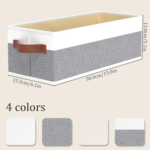 OUTBROS Storage Bins,Foldable Storage Baskets for Organizing,Fabric Storage Boxes With Handles,For bedrooms, living rooms, Shelves,Gray/White,15x6.1x5.1in,3-Pack - color: Gray/White, size: 15x6.1x5.1in(3-Pack）
