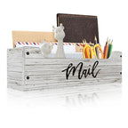 White Wooden Mail Organizer Countertop (Retro White+Black) - color: Retro White+Black