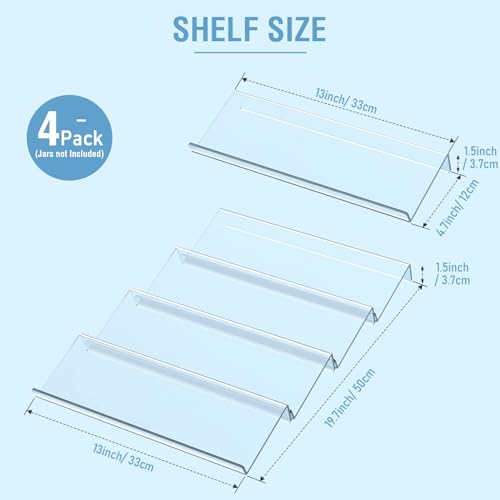 Suneerplay Spice Drawer Organizer 4 Tier, Acrylic Seasoning Organizer Rack, Clear Spice Rack Tray, Kitchen Seasoning Jars Drawers Insert (Jars Not Included/Expandable From 13" to 26") - color: Clear 4 Pack, size: Large