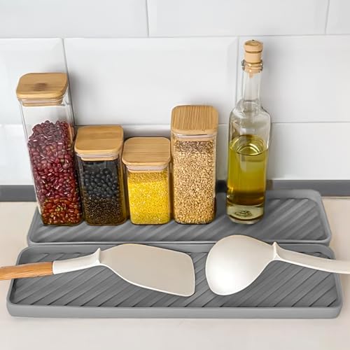 Silicone Organizer Tray for Kitchen Sinks and Bathrooms. Dishwasher-Safe, Non-Slip Countertop Tray, Bathroom Drawer Organizer Trays. Perfect for Makeup & Trinkets (Gray L 1PC) - color: Gray L 1pc